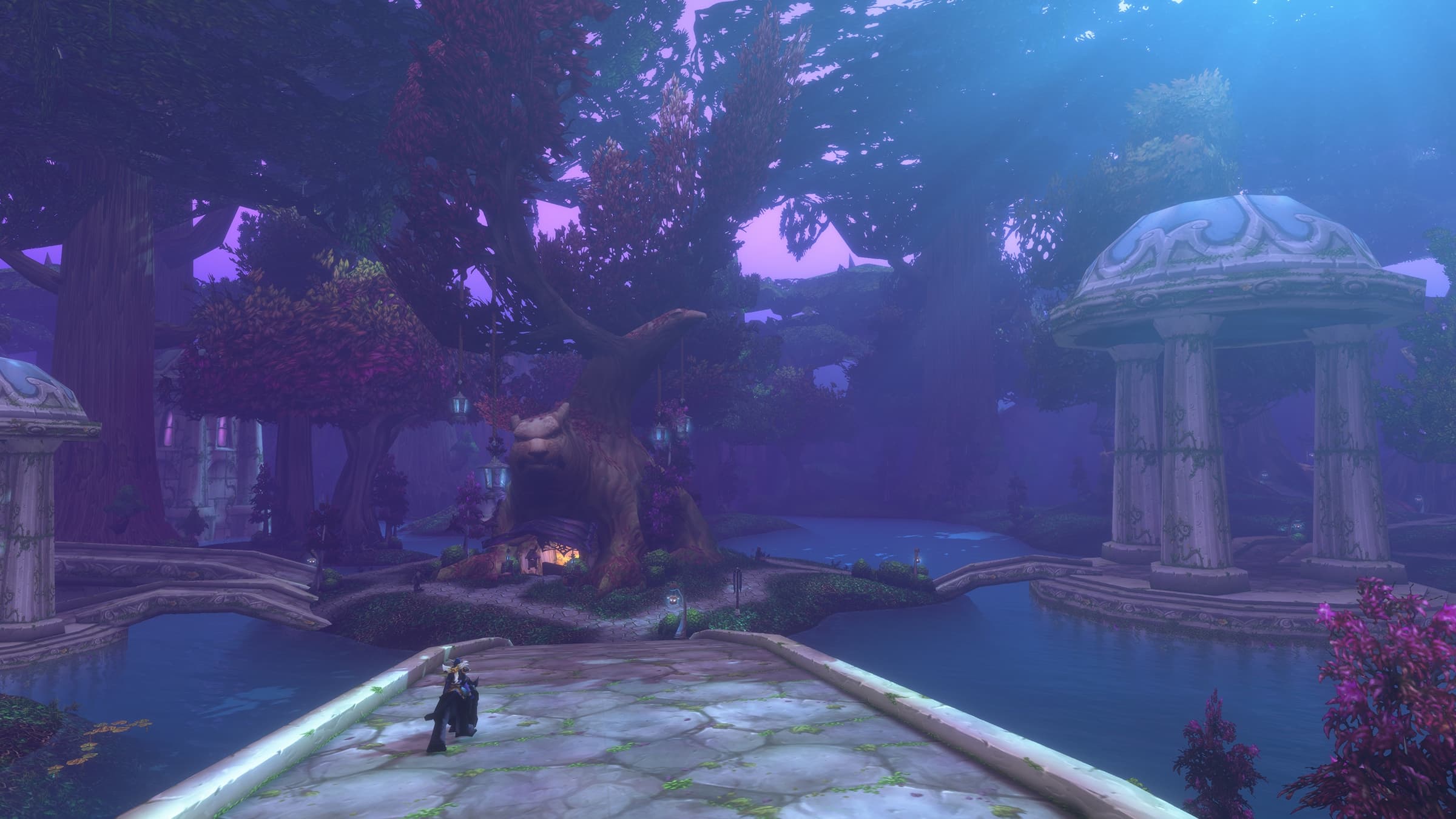 Moonlit night elf village